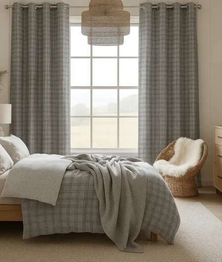 Risala Alcor Mist Blackout Curtains In Bedroom