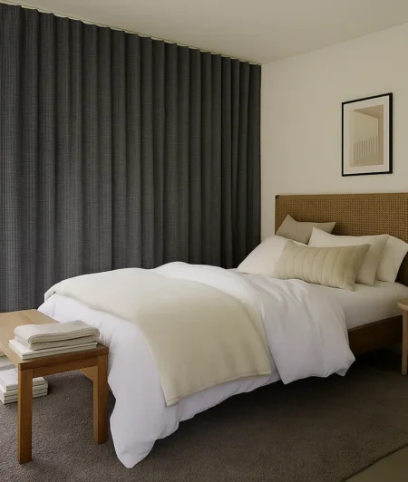 Risala Alcor Platinum Blackout Curtains In Bedroom