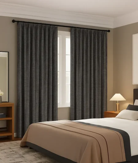 Risala Alcor Smoke Blackout Curtains In Bedroom