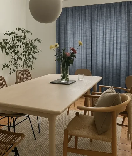 Risala Alcor Smoke Blackout Curtains In Dining Room