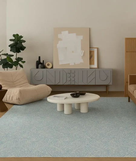 Risala Azure Custom Carpets In Living Room