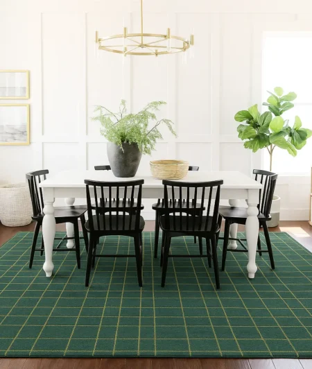 Risala Cera Hand Knotted Carpets In Dining Area