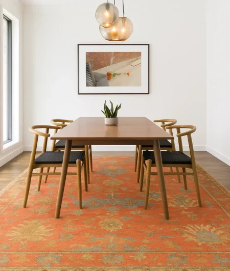 Risala Cicek Hand Knotted Carpets In Dining Area