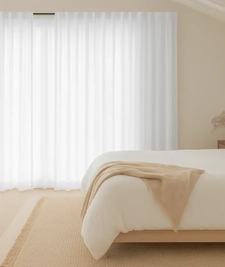 Risala Clarity Silver Voile Curtains In Bedroom