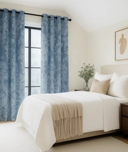 Risala Clumber White Lace Curtains In Bedroom