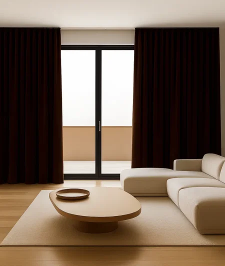 Risala Damson Velvet Curtains In Living Room