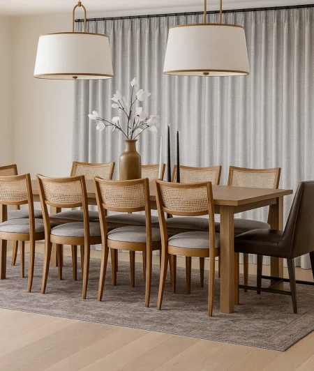 Risala Echo Charcoal Voile Curtains In Dining Room