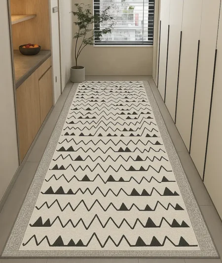 Risala Geometric Pattern Runner Carpets In Hallway