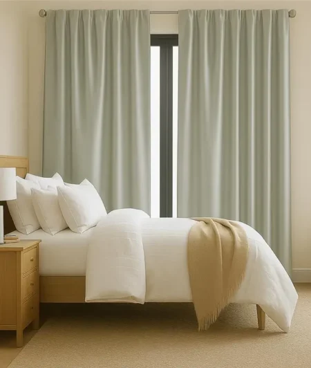 Risala Grey Polyester Curtains Sample Bed Room