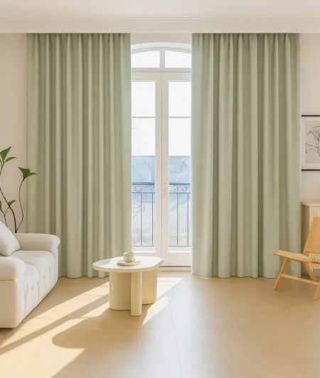 Risala Grey Polyester Curtains Sample Living Room