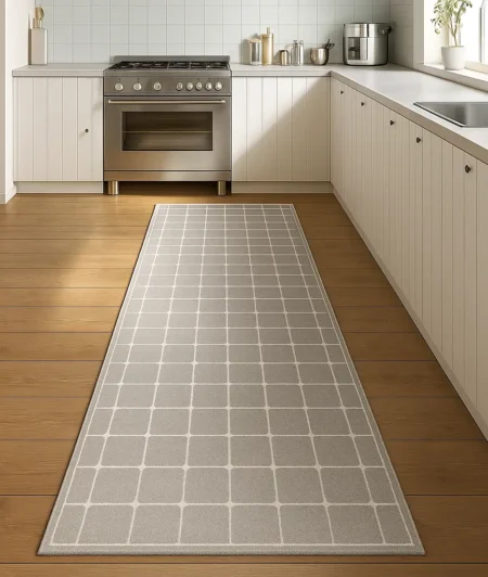 Risala Grid Line Runner Carpets In Kitchen