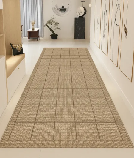 Risala Grid Patterned Runner Carpets In Entryway