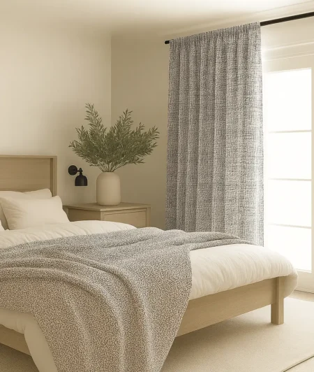 Risala Lazlo Silk Curtains In Bedroom