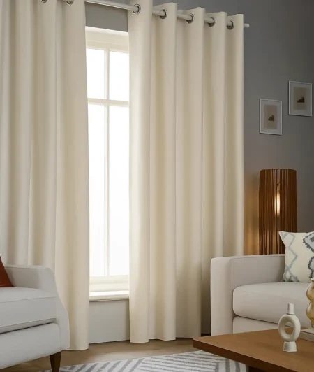 Risala Lining Ivory Cotton Curtains In Living Room