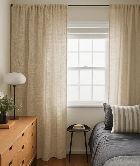 Risala Monaco Linen Curtains In Bedroom