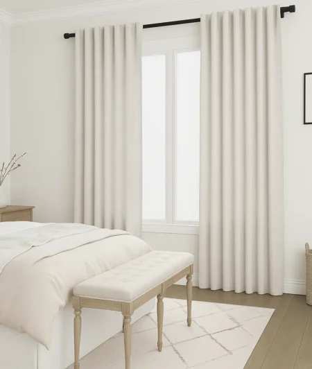 Risala Mykonos Linen Curtains In Bedroom