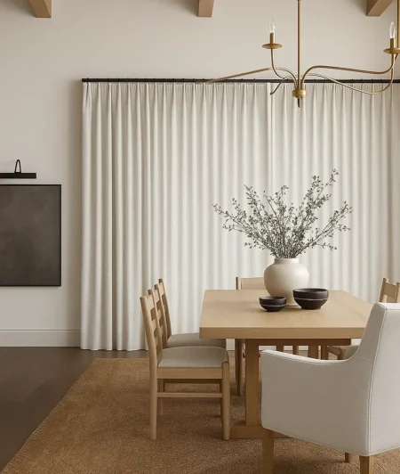 Risala Mykonos Linen Curtains In Dining Area