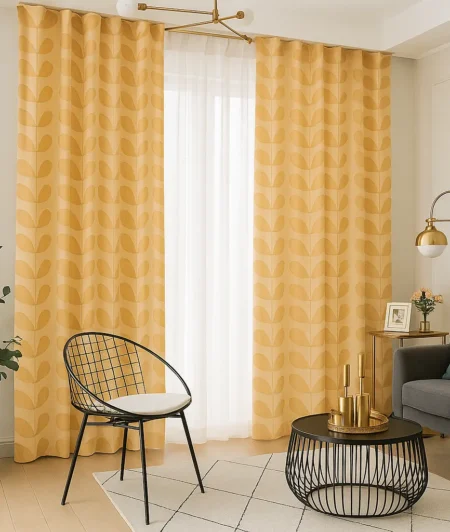 Risala Orla Kiely Jaquard Cotton Curtains In Living Room