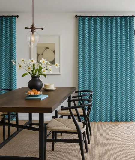 Risala Oxana Silk Curtains In Dining Table