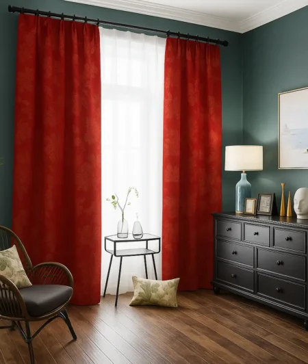 Risala Pink Brocade Curtains In Living Room