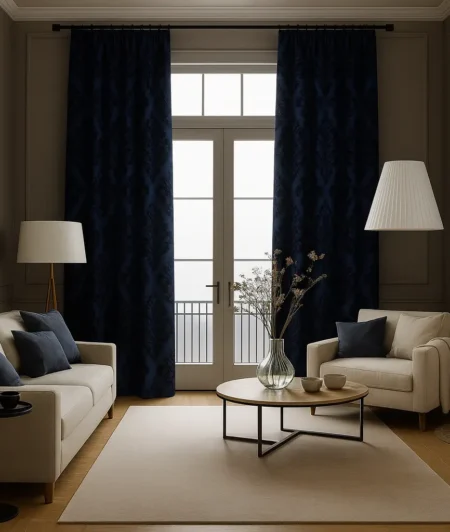 Risala Regal Black Lace Curtains In Living Room