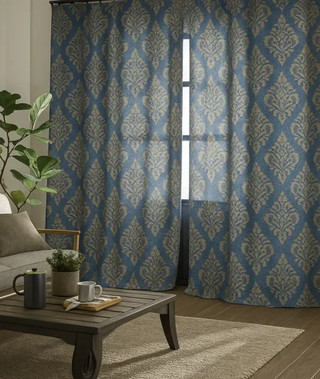 Risala Regal Grey Lace Curtains In Living Room