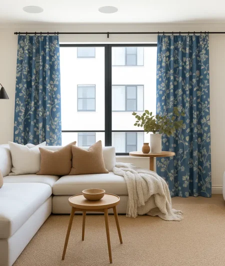 Risala Ritz White Lace Curtains In Living Room