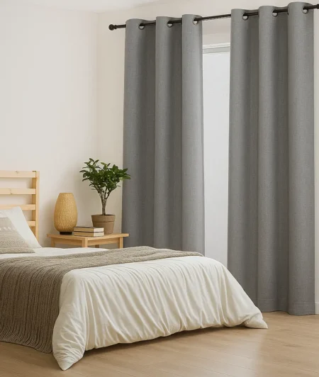 Risala Serenity Indigo Voile Curtains In Bedroom