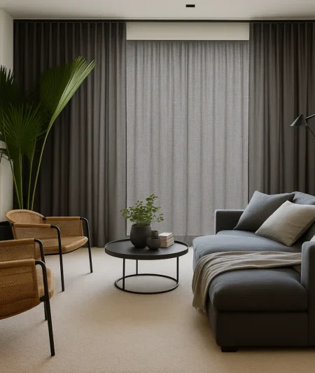 Risala Serenity Indigo Voile Curtains Living Room