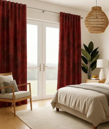 Risala Silk Brocade Curtains In Bedroom