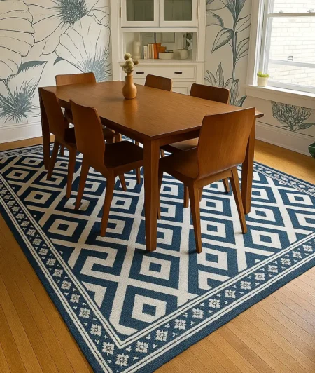 Risala Alhambra Cotton Rugs In Living Room In Dining Room