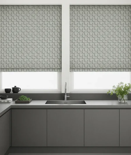 Risala Arqen Roman Blinds In Kitchen