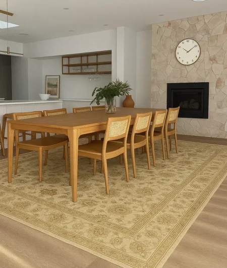 Risala Aurora Silk Rugs In Dining Room