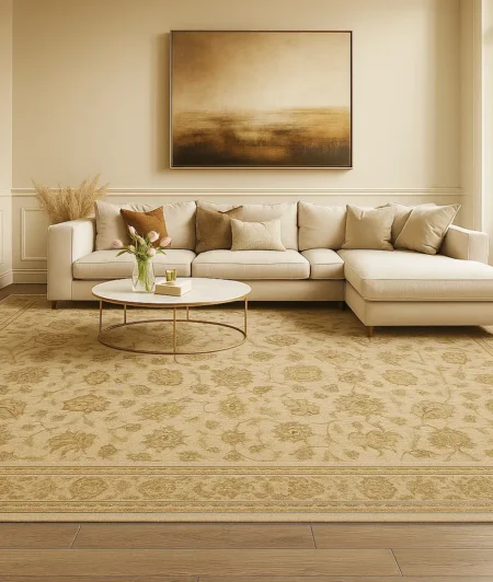 Risala Aurora Silk Rugs In Living Room