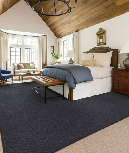 Risala Black Nylon Rugs In Bedroom