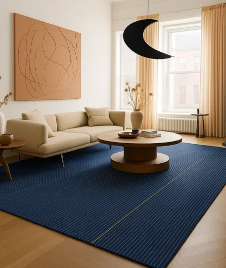 Risala Blue Nylon Rugs In Living Room