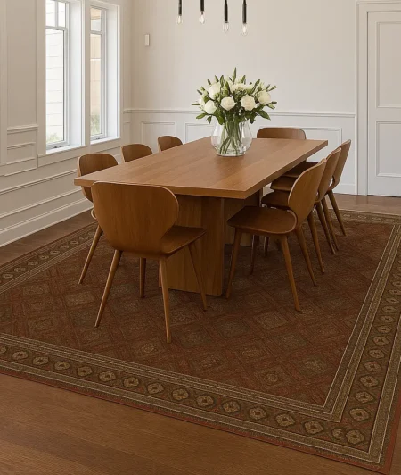 Risala Border Diamond Vintage Rugs In Living Room In Dinng Room