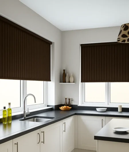 Risala Brown Balance Vertical Blinds In Kitchen