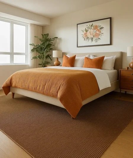 Risala Brown Nylon Rugs In Bedroom