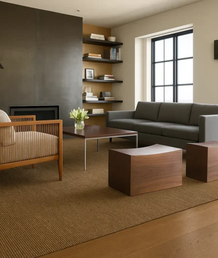 Risala Brown Nylon Rugs In Living Room