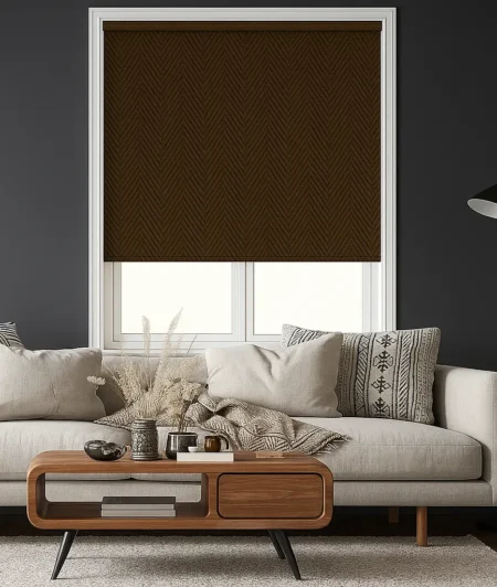 Risala Brown Venetian Blinds In Living Room