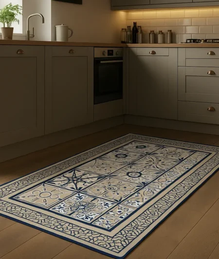 Risala Brown Vintage Tile In Kitchen Rugs 1