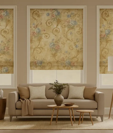 Risala Calestine Roman Blinds In Living Room