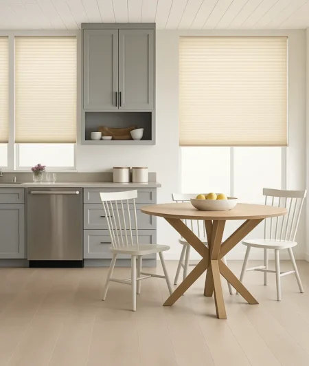 Risala Champagne Honeycomb Blinds In Kitchen