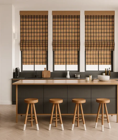 Risala Classic Brown Bamboo Blinds In Kitchen