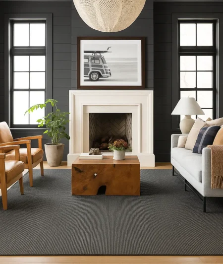 Risala Coffee Cream Nylon Rugs In Living Room