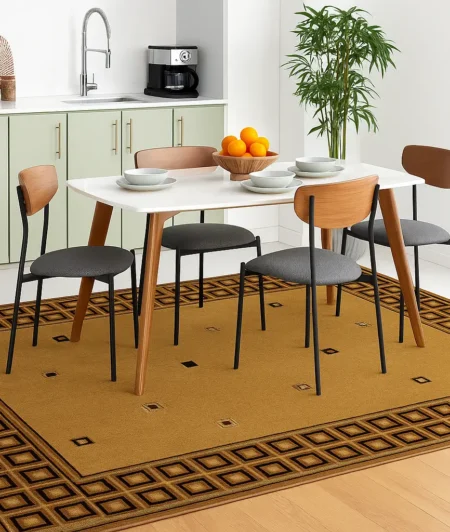 Risala Cosmo Square Area Rugs In Dining Area