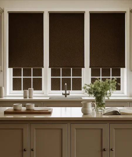 Risala Dark Brown Venetian Blinds In Kitchen