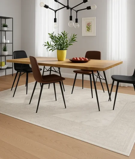 Risala Diamond Patterned Vintage Rugs In Dining Area