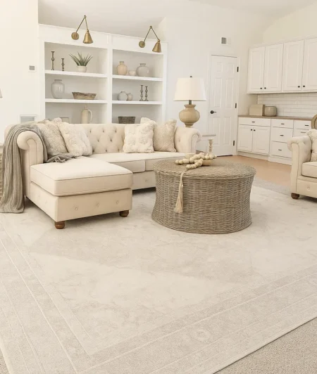 Risala Diamond Patterned Vintage Rugs In Living Room